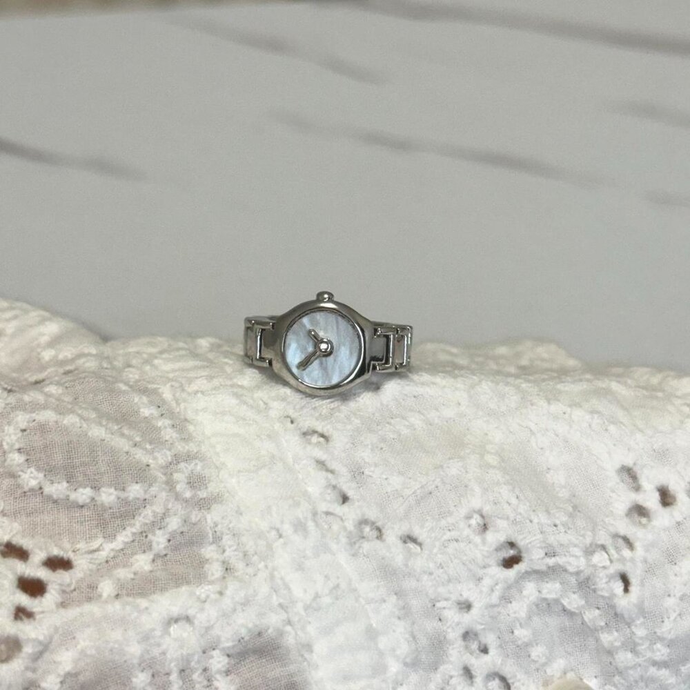 SKU0255 Silver White Women Minimalist Watch Ring Stainless steel + gift bag - Picture 3 of 8
